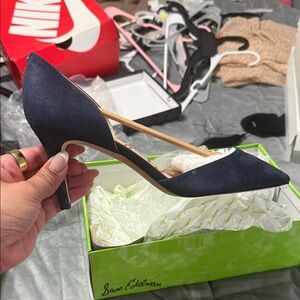 Sam Edelman Dark Blue Suede Heels